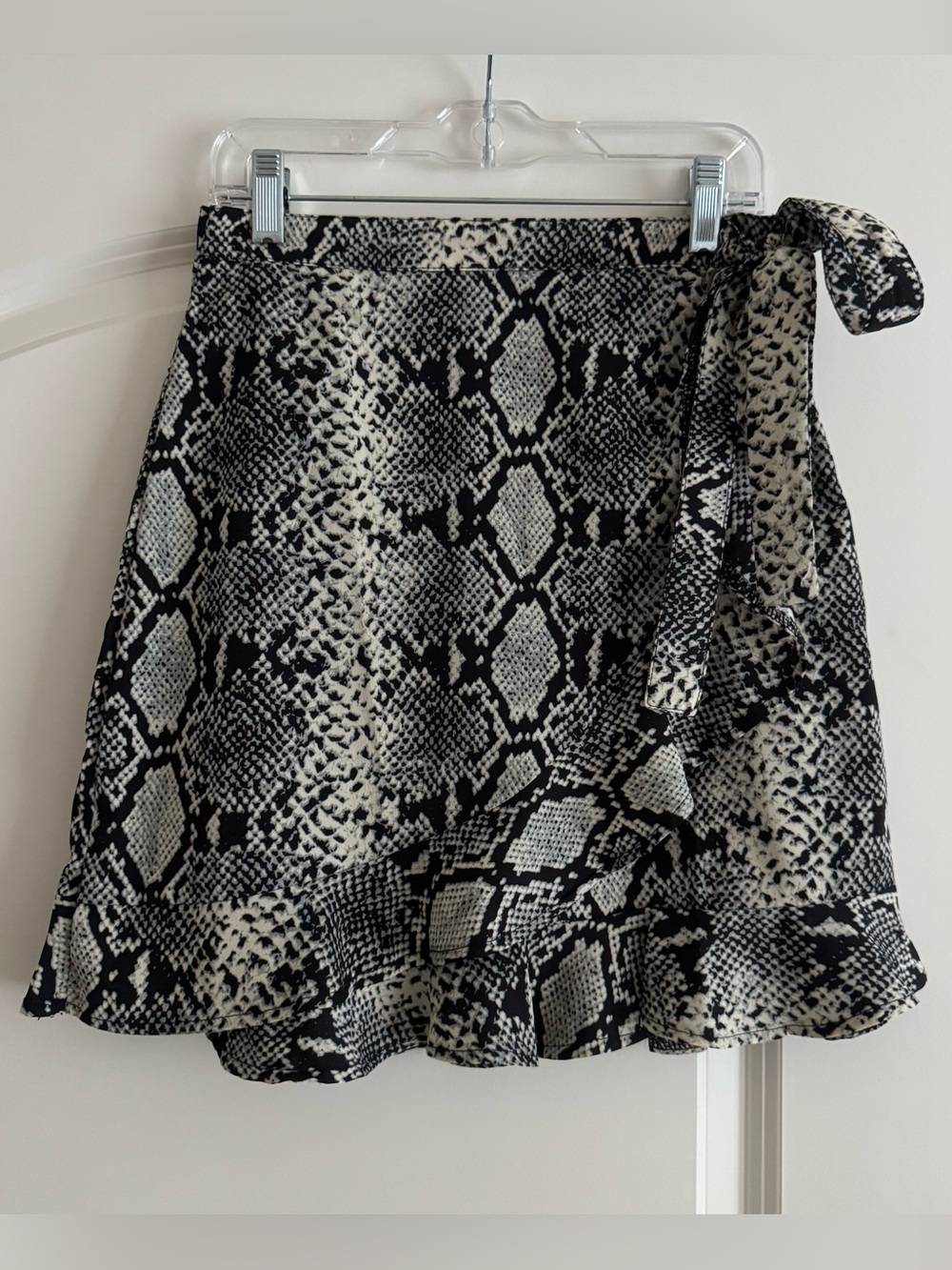 Nasty Gal Black and Cream Snakeskin Wrap Skirt